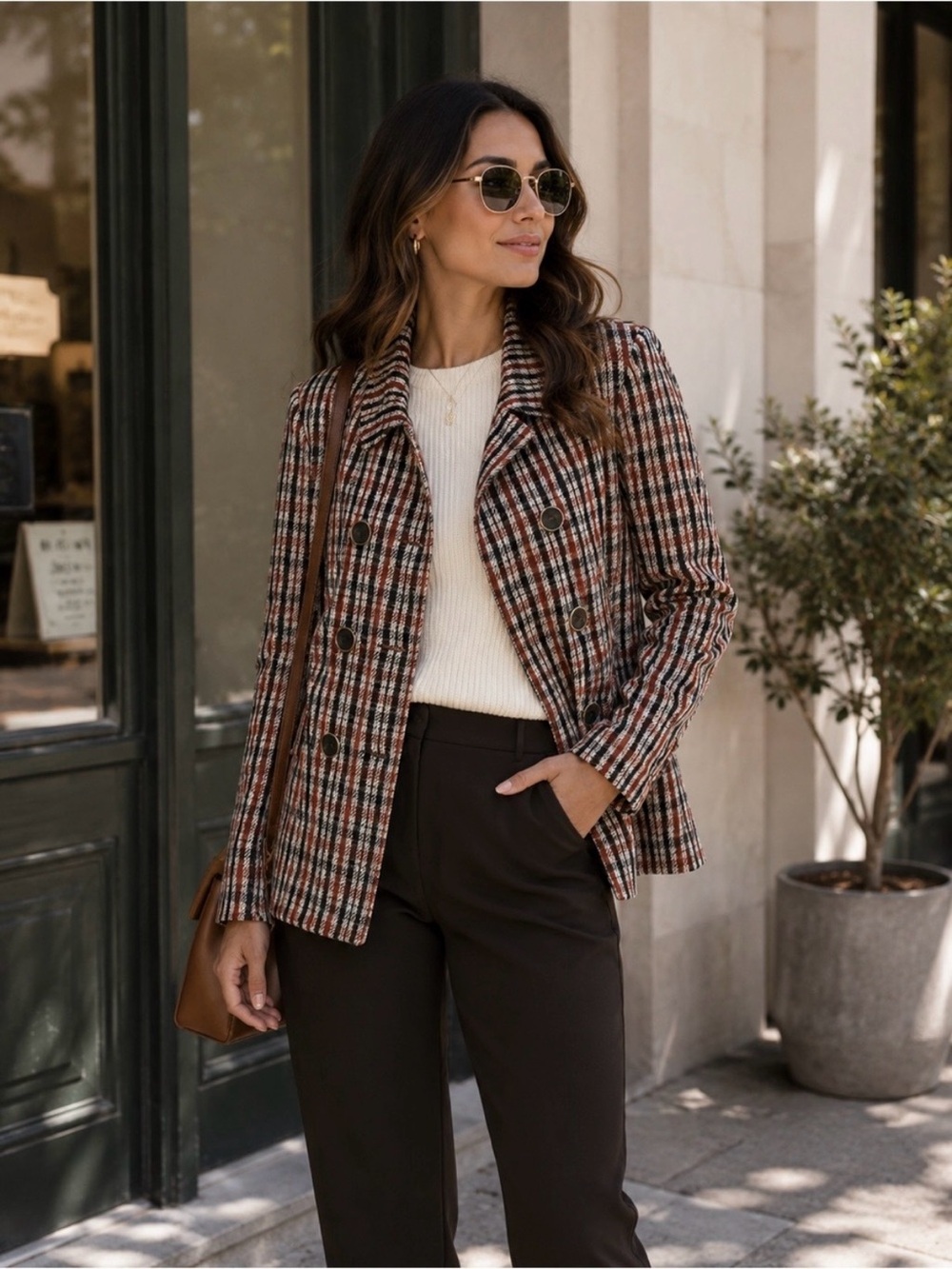 Cabi 4118 Jazzy Plaid Blazer Sweater Jacket Size Small